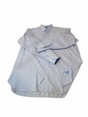 Visconti Black Mens 3XLT Button Down Shirt Blue Check Dot Long Sleeve Big Tall